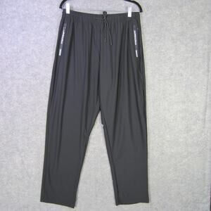 Stretch Active Track Pants Mens Large Black Athletic Elastic Waist Zip Pocket
